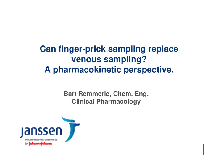 can finger prick sampling replace venous sampling a