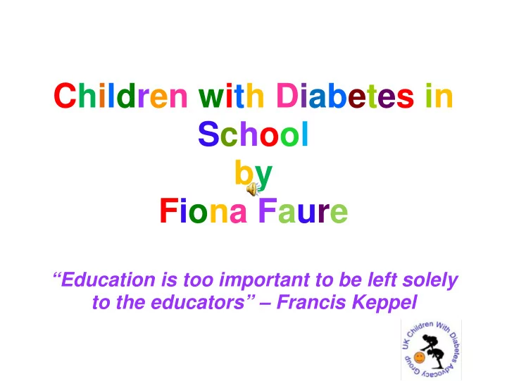 children with diabetes in school by fiona faure