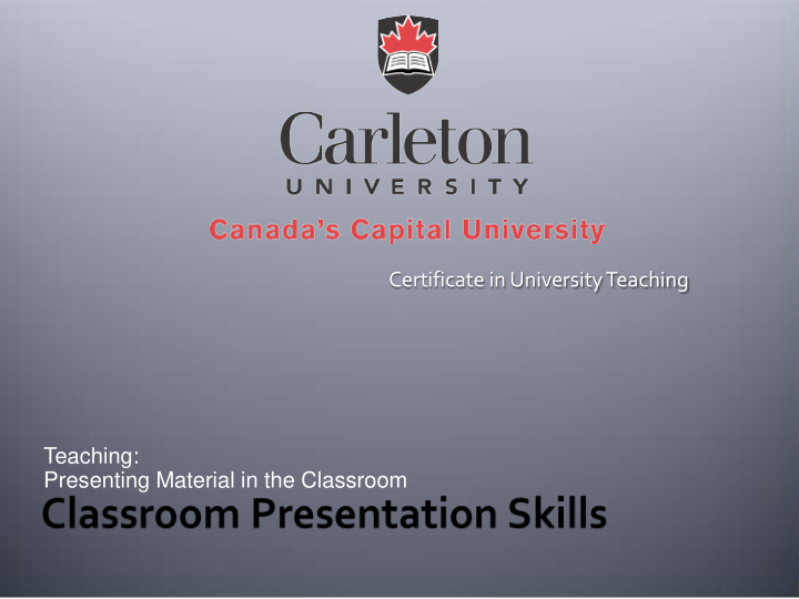 certificate in university teaching teaching presenting