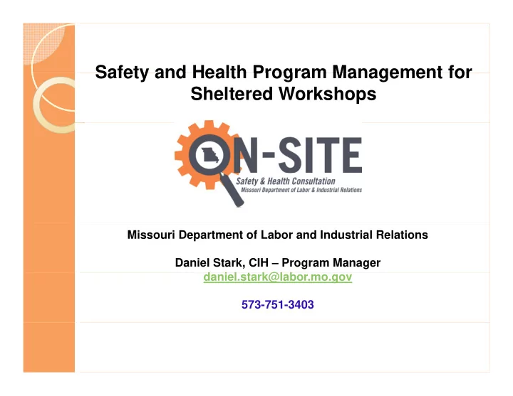 safety and health program management for safety and