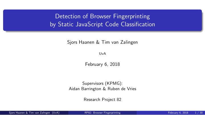 detection of browser fingerprinting by static javascript