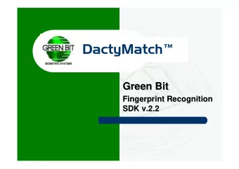 DactyMatch  Green Bit  Green Bit  Fingerprint Recognition  Recognition  Fingerprint  SDK v.2.2