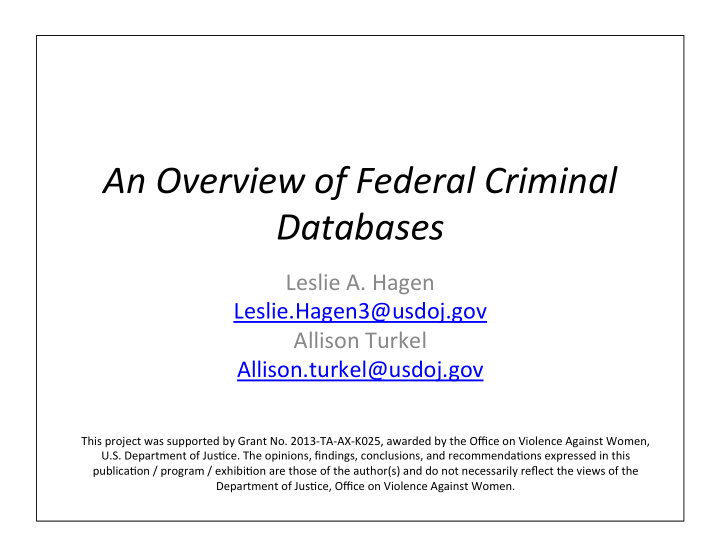 an overview of federal criminal databases