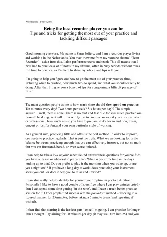 Being the best recorder player you can be  Tips and tricks for getting the most out of your