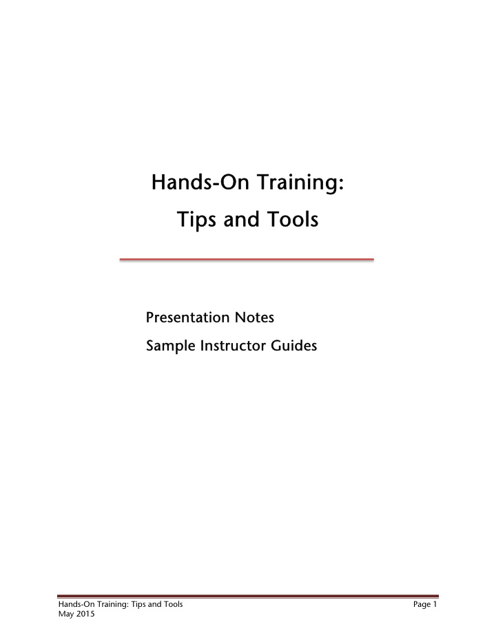 hands on training hands on training tips and tools tips