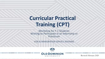 Curricular Practical  Training (CPT)  Workshop for F-1 Students  Wishing to Participate in an