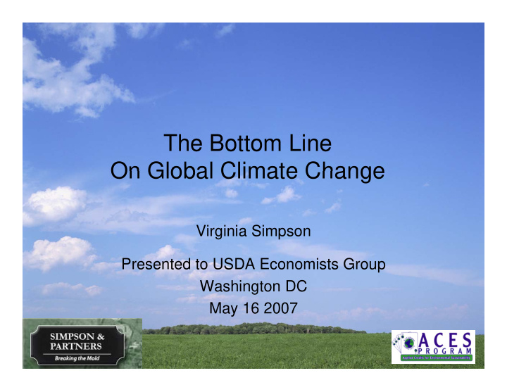 the bottom line on global climate change on global