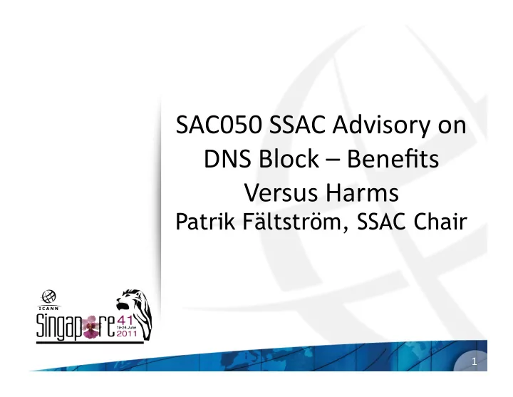 sac050 ssac advisory on dns block benefits versus harms