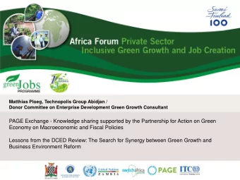 PAGE Exchange - Knowledge sharing supported by the Partnership for Action on Green  Economy on