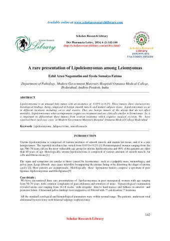 Scholars Research Library Der Pharmacia Lettre,  2014, 6 (2):142-144