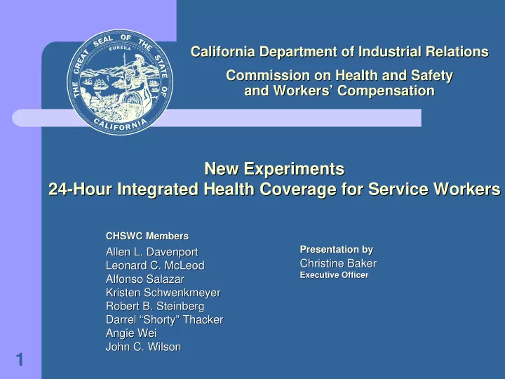 1 california s s california workers compensation system