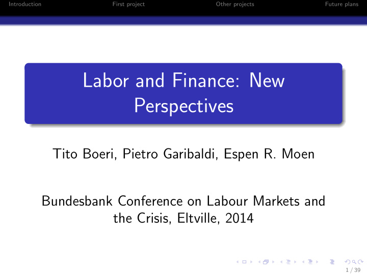 labor and finance new perspectives