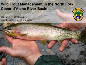 Carson J. Watkins  Idaho Department of Fish and Game  Presentation Overview  Current fishery