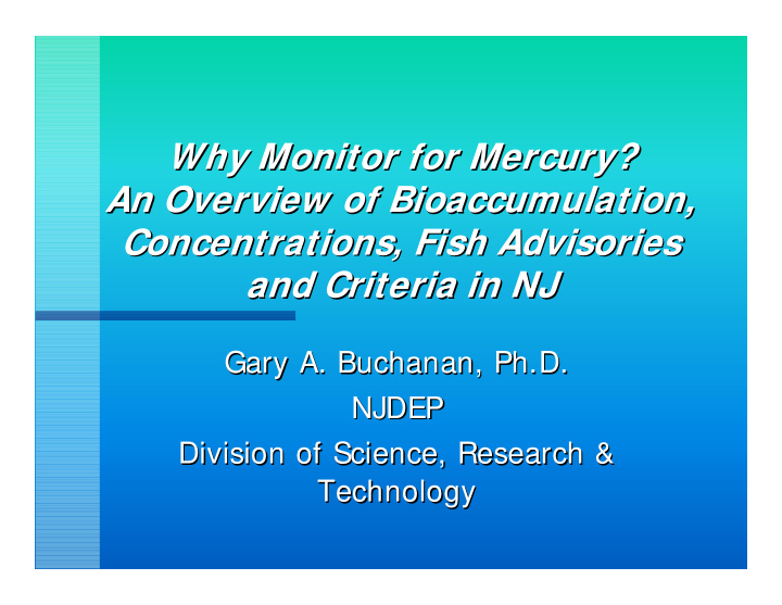 why monitor for mercury why monitor for mercury an