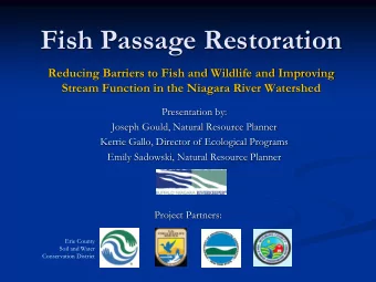 Fish Passage Restoration  Reducing Barriers to Fish and Wildlife and Improving  Stream Function in