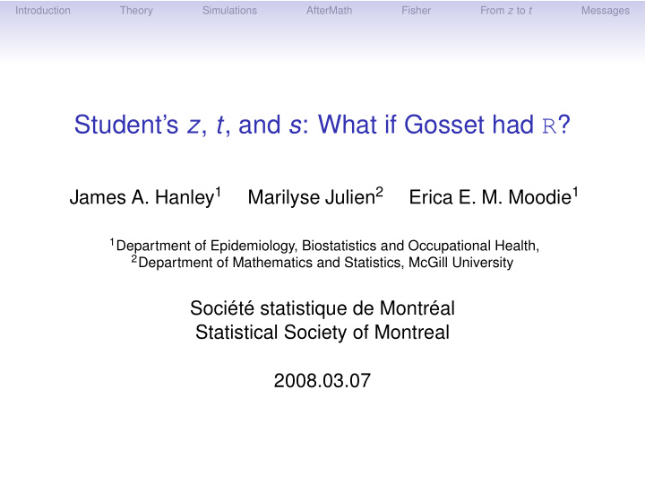 student s z t and s what if gosset had r