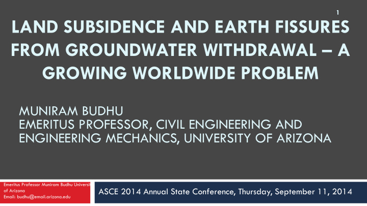 from groundwater withdrawal a growing worldwide problem