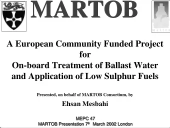 MARTOB  MARTOB  MARTOB  A European Community Funded Project  A European Community Funded Project