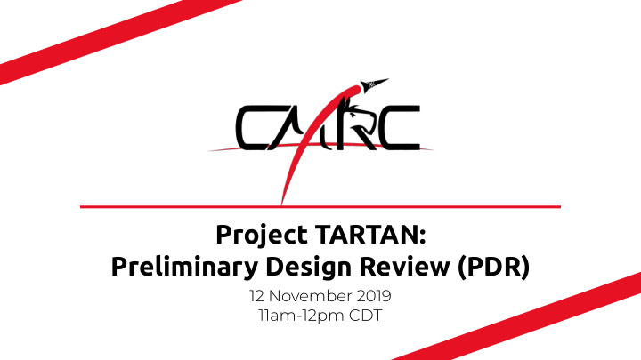 project tartan preliminary design review pdr vehicle