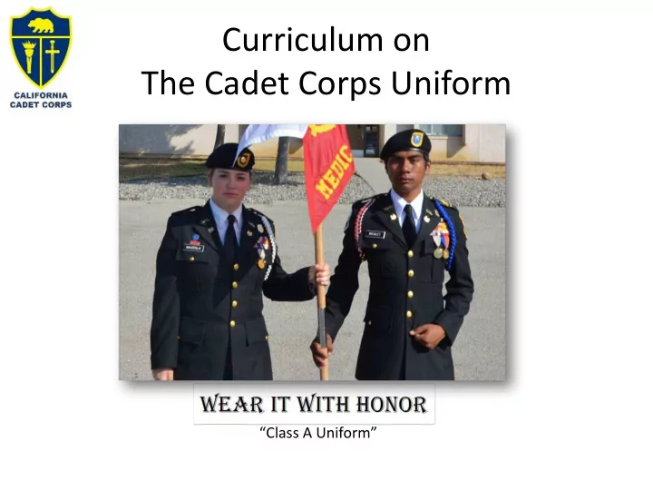curriculum on the cadet corps uniform