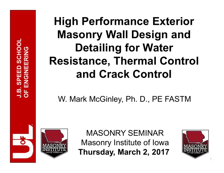 high performance exterior masonry wall design and