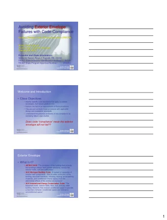 Avoiding Exterior Envelope  Failures with Code-Compliance  Northern Michigan Code Officials