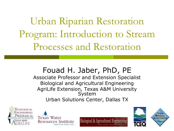 urban riparian restoration program introduction to stream