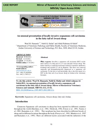 CASE REPORT                                Mirror of Research in Veterinary Sciences and Animals