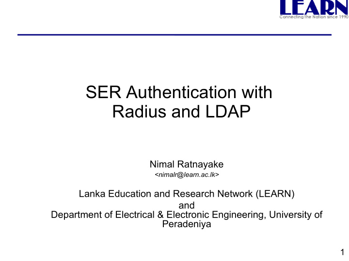 ser authentication with radius and ldap