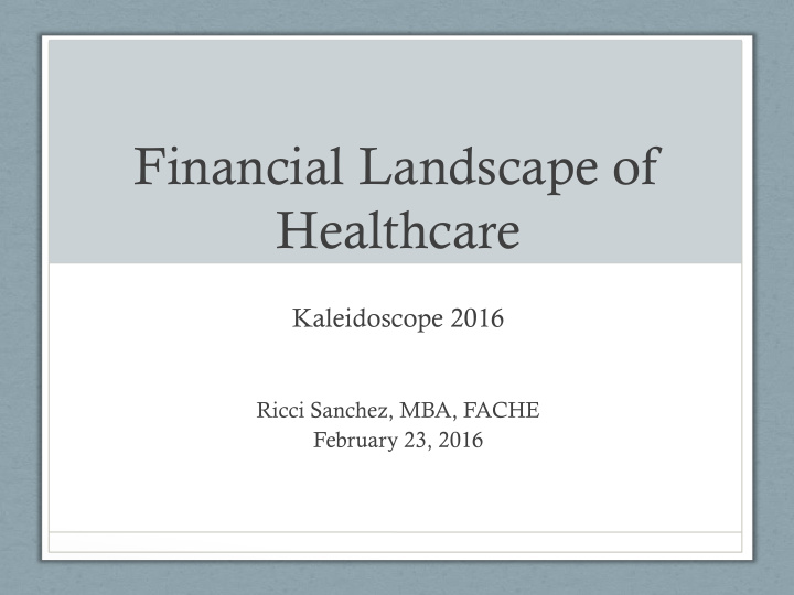 financial landscape of