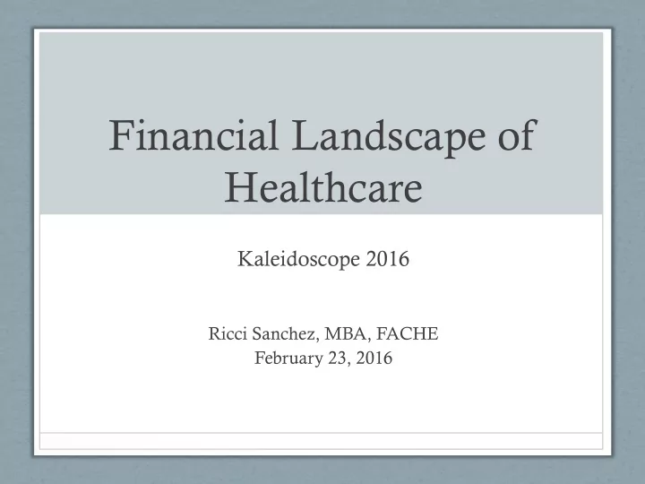 financial landscape of