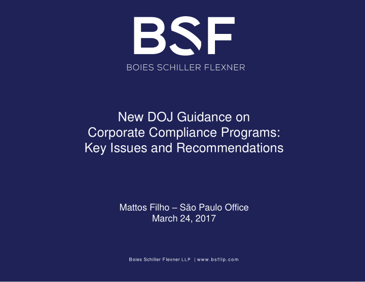new doj guidance on corporate compliance programs key