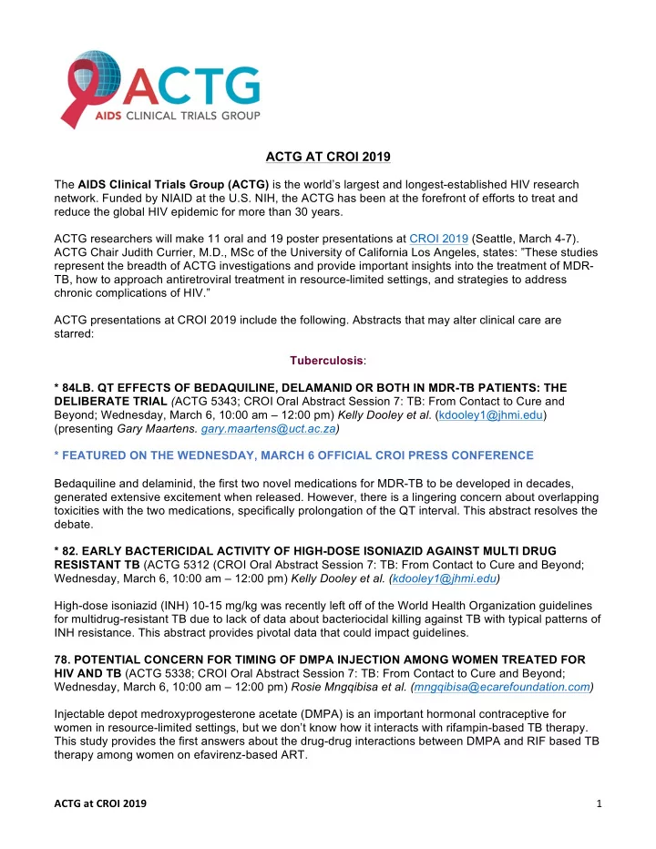actg at croi 2019