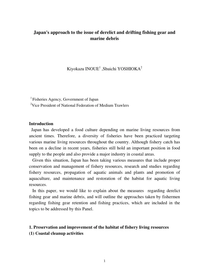 japan s approach to the issue of derelict and drifting