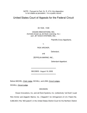 United States Court of Appeals for the Federal Circuit  04-1528, -1536  OCEAN INNOVATIONS, INC.