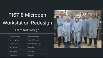 Workstation Redesign  Detailed Design  Rachele Floeser  Project Manager  Alex Langkamp  Project