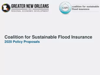 Coalition for Sustainable Flood Insurance  2020 Policy Proposals  The Coalition for Sustainable