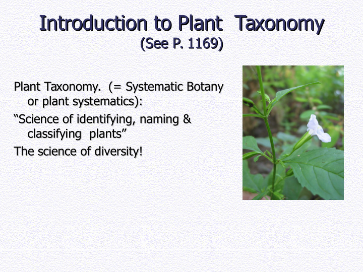 introduction to plant taxonomy introduction to plant