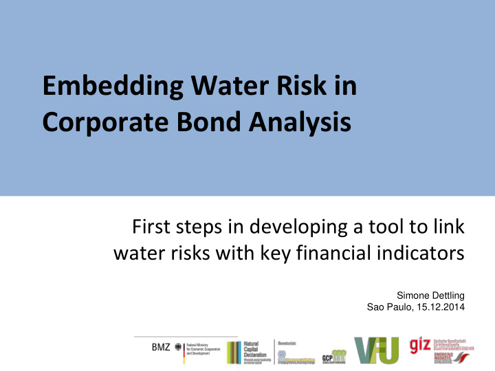 embedding water risk in corporate bond analysis first
