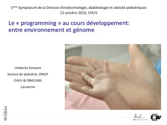 Le  programming  au cours dveloppement:  entre environnement et gnome  Umberto Simeoni