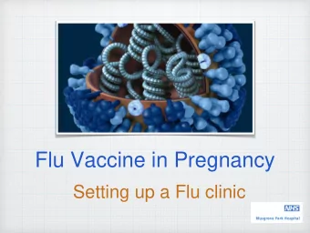 Flu Vaccine in Pregnancy  Setting up a Flu clinic  The beginning Submitted letter of interest to