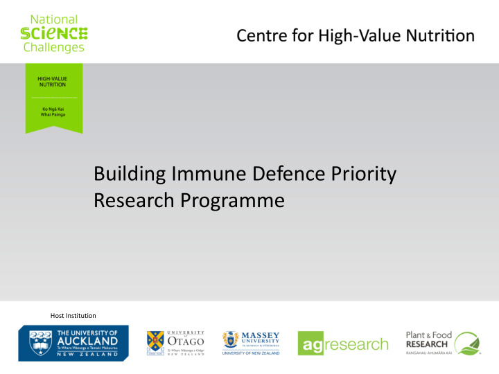 building immune defence priority research programme