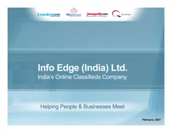 February, 2007  Safe harbor  Statements contained in this presentation concerning our growth