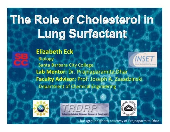 Elizabeth Eck  Biology Santa Barbara City College Lab Mentor: Dr. Prajnaparamita Dhar Faculty