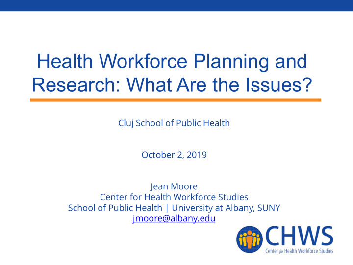 health workforce planning and research what are the issues