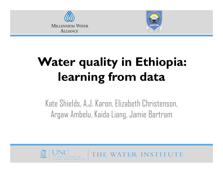 water quality in ethiopia learning from data