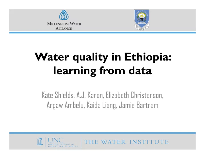 water quality in ethiopia learning from data