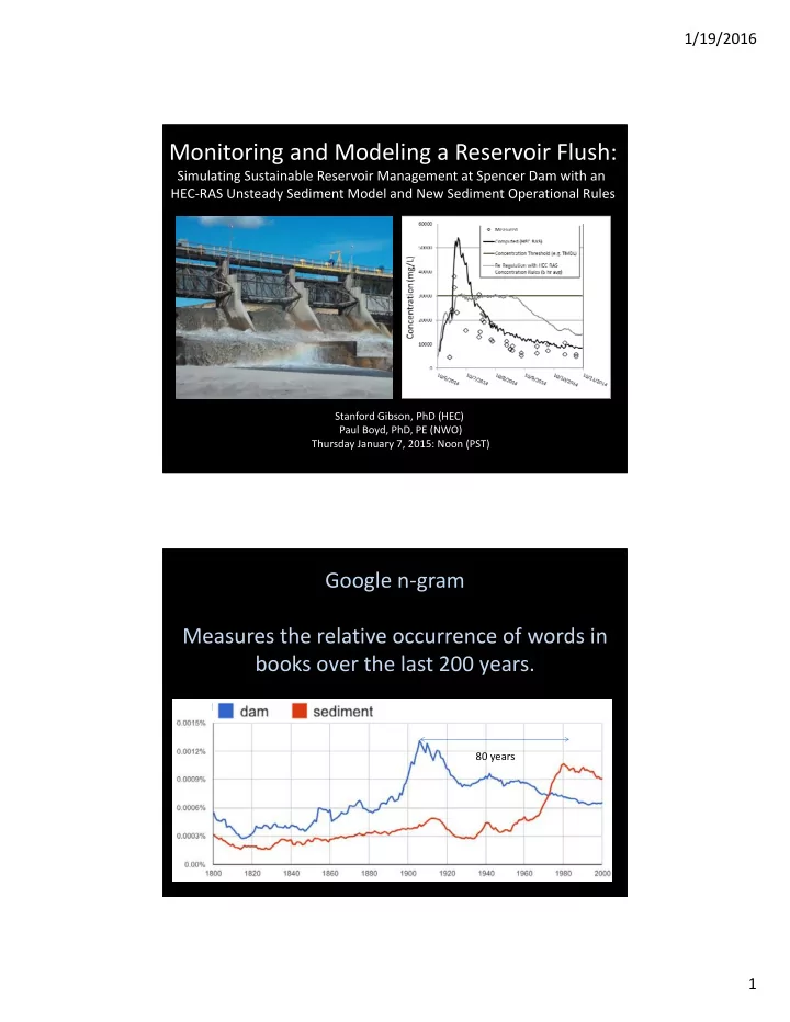 1 19 2016 monitoring and modeling a reservoir flush