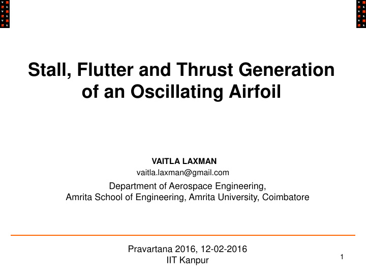 stall flutter and thrust generation of an oscillating