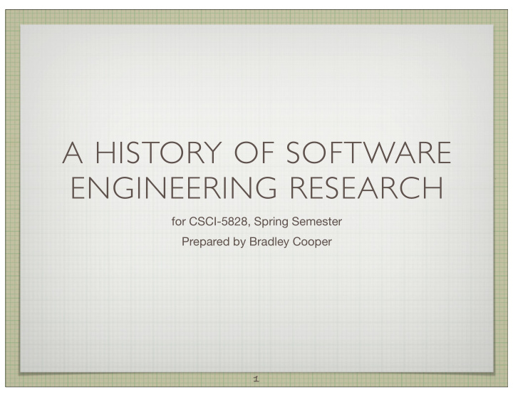 a history of software engineering research